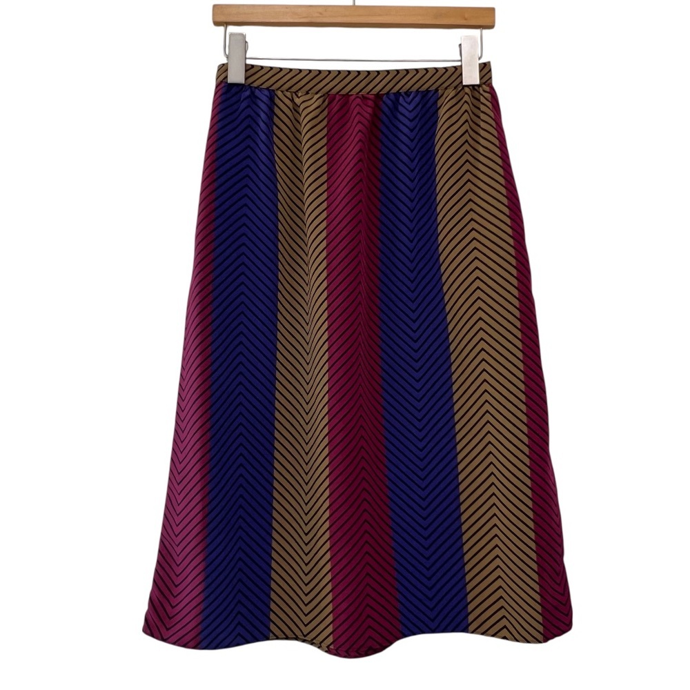 Vintage Sasson Chevron Stripe Skirt & Blouse Matching Set 70s 80s - Picture 9 of 12